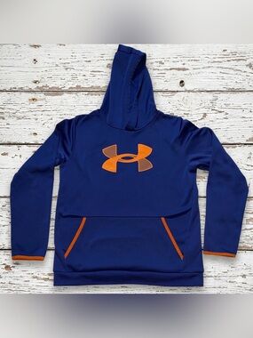 Under Armour Youth XL Hoodie Sweatshirt Boys Girls Blue Orange Logo Activewear